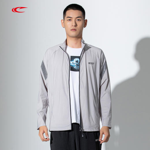 【线下同款】赛琪跑步系列针织弹力跑到线条印花单层透气风衣男款 210073 商品图5