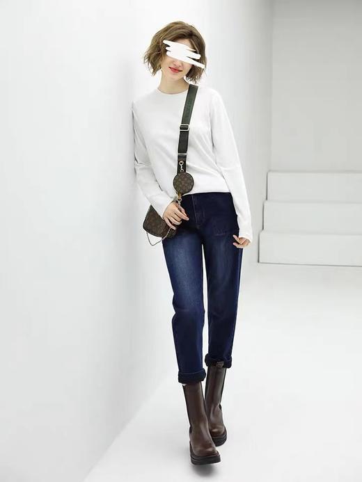 COCOBELLA街头风水洗磨白牛仔裤女秋时尚宽松休闲老爹裤PT803 商品图2