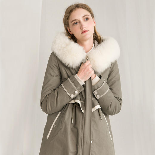 famecoco范可儿长款连帽羽绒服冬季外套F218AH007 商品图3