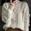 立体玫瑰钩花麻花套头毛衣女2021秋冬新款百搭慵懒风套头针织衫潮 商品缩略图4