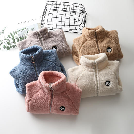 【绒毛细腻密集 暖入心窝】颗粒羊绒保暖外套秋季新品 ins加绒加厚抽绳立领长袖上衣男女童装 商品图1