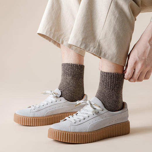 【5双装 加厚毛圈 保暖不臃肿】袜子男冬季毛圈袜加绒加厚纯色中筒袜并线毛巾袜保暖地板袜二杠袜 商品图3