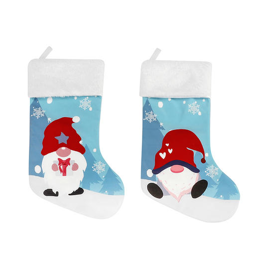 【圣诞装饰】-新款圣诞袜子礼物袋无脸老人印花袜子圣诞节装饰品 商品图3