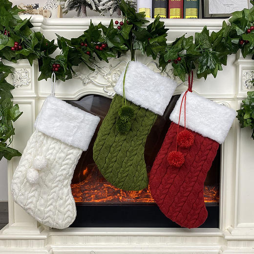 【圣诞装饰】-圣诞针织袜子礼物袋 商品图3