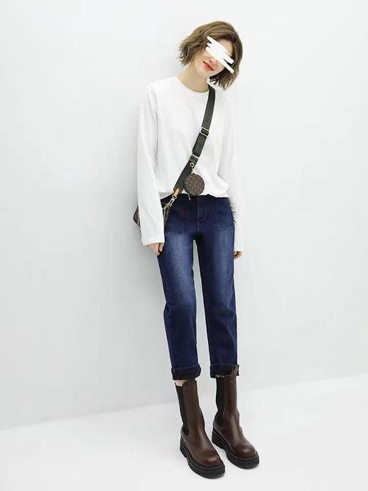 COCOBELLA街头风水洗磨白牛仔裤女秋时尚宽松休闲老爹裤PT803 商品图4