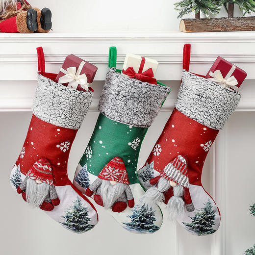 【日用百货】-圣诞节装饰用品无脸娃娃袜子礼物袋圣诞树老人挂件礼品袋 商品图0