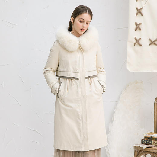 famecoco范可儿长款连帽羽绒服冬季外套F218AH007 商品图0