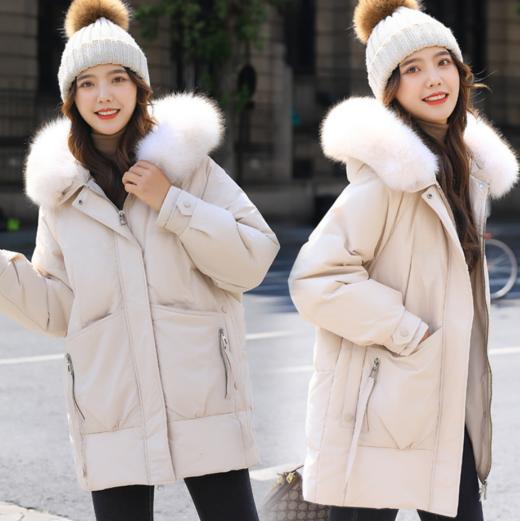 【女士棉服】大毛领羽绒棉服潮女秋冬加厚韩版宽松中长款棉衣外套 商品图0