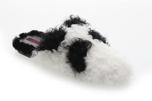 【张静初同款】sheme国宝小白4号熊猫家族系列进口羊胎卷毛拖鞋 商品图1