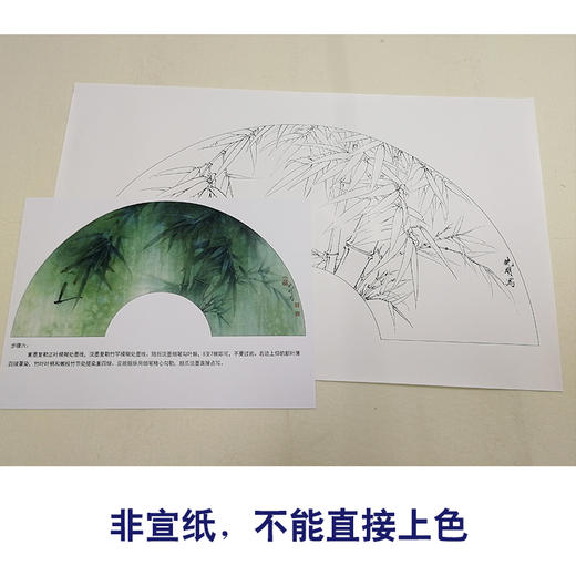 【有步骤、大彩图】李晓明工笔画白描底稿扇面小品《竹海清音》竹子初学者临摹花鸟线稿KB40 商品图2