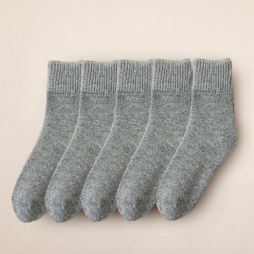 【5双装 加厚毛圈 保暖不臃肿】袜子男冬季毛圈袜加绒加厚纯色中筒袜并线毛巾袜保暖地板袜二杠袜 商品图6