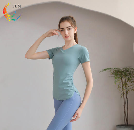 LUM39773露檬瑜伽运动短袖轻薄双面布（含胸垫） 商品图6