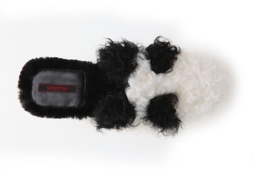 【张静初同款】sheme国宝小白4号熊猫家族系列进口羊胎卷毛拖鞋 商品图3