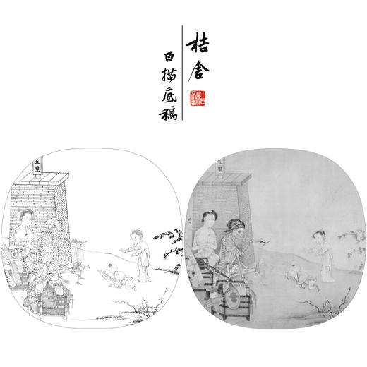 【有步骤、大彩图】李晓明工笔画白描底稿圆形小品《骷髅幻戏图》骷髅初学者临摹人物线稿KC18 商品图0