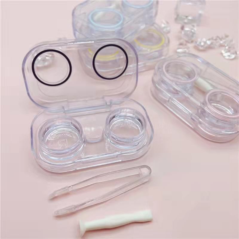 开盖即用隐形近视眼镜盒便携美瞳盒懒人护理盒双联盒305