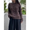 立体玫瑰钩花麻花套头毛衣女2021秋冬新款百搭慵懒风套头针织衫潮 商品缩略图6