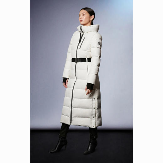 MOOSE KNUCKLES 长款带帽无毛领 女士羽绒服 白色 M31LP219 891 商品图1