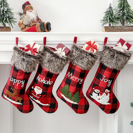 【圣诞装饰】-圣诞老人挂件圣诞袜子礼物袋圣诞树挂饰吊饰糖果袋 商品图0