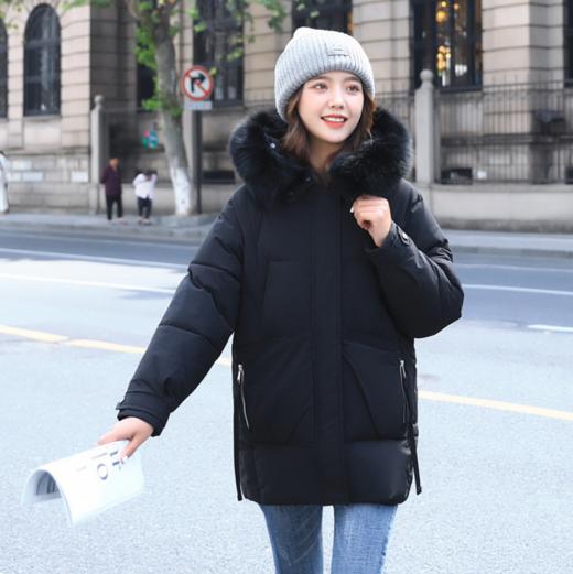 【女士棉服】大毛领羽绒棉服潮女秋冬加厚韩版宽松中长款棉衣外套 商品图1
