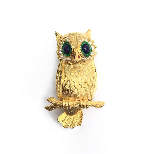 北京仓｜KJL-Crystal Owl-猫头鹰 水晶 胸针［美国设计师］ 商品图0