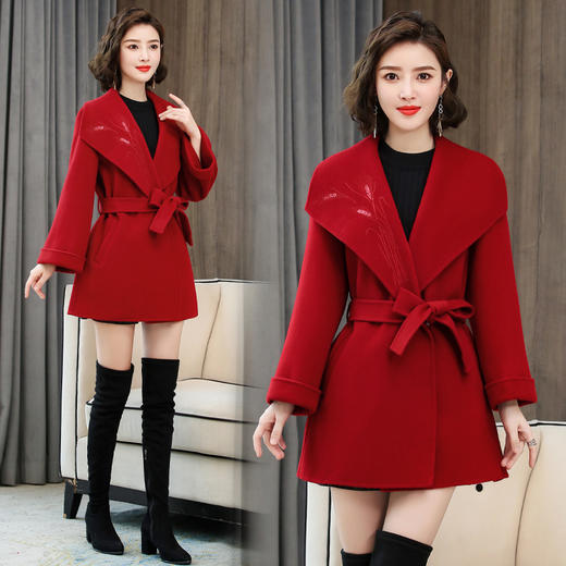 TC  231A65双面羊毛大衣减龄小个子大翻领羊毛呢外套 商品图1