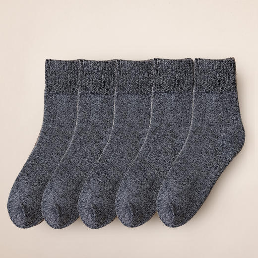 【5双装 加厚毛圈 保暖不臃肿】袜子男冬季毛圈袜加绒加厚纯色中筒袜并线毛巾袜保暖地板袜二杠袜 商品图12