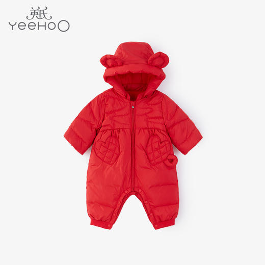 英氏-童衣类（冬）E1新羽帽蛤婴粟红80CM 商品图0