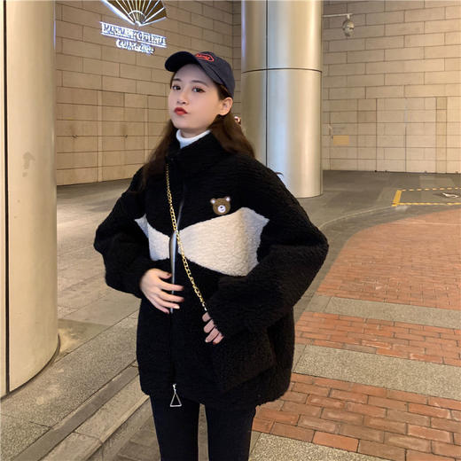 【冬季新款 女潮流时尚百搭外套】冬季韩版大码宽松学生加绒仿羊羔绒夹克外套仿羊羔毛外套女潮 商品图2