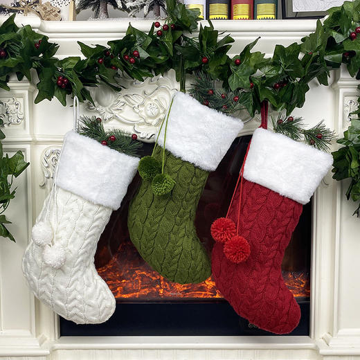 【圣诞装饰】-圣诞针织袜子礼物袋 商品图0