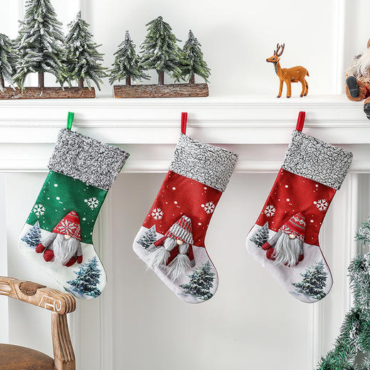 【日用百货】-圣诞节装饰用品无脸娃娃袜子礼物袋圣诞树老人挂件礼品袋 商品图1