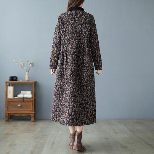 GYH  6206夹棉文艺印花舒适休闲时尚棉麻连衣裙 商品图4