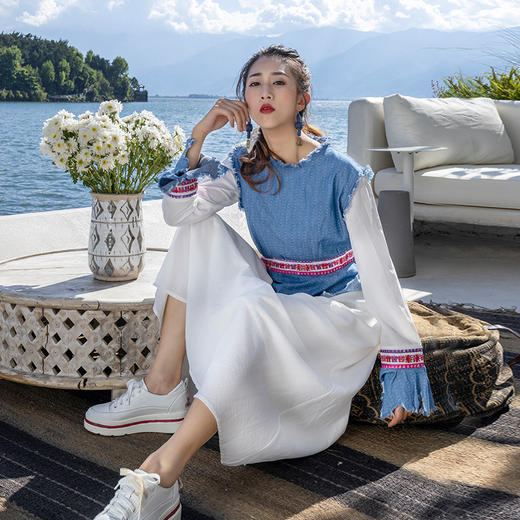 湘妃复古假两件连衣裙| 减龄时尚风 | 现货加急发 商品图2