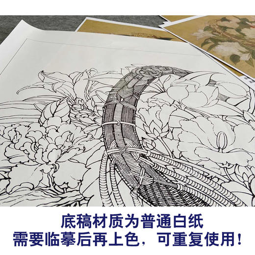 【有步骤、大彩图】李晓明工笔画白描底稿《临宋花篮图》花篮初学者临摹花鸟线稿KC15 商品图3