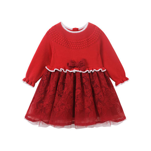 英氏-童衣类（冬）E1新毛裙套中国红色100CM 商品图1