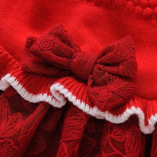 英氏-童衣类（冬）E1新毛裙套中国红色100CM 商品图2