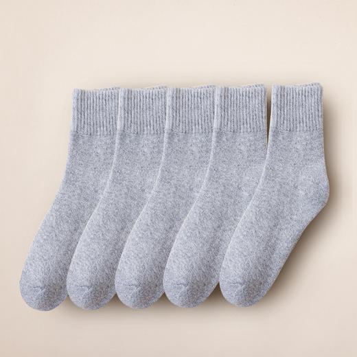 【5双装 加厚毛圈 保暖不臃肿】袜子男冬季毛圈袜加绒加厚纯色中筒袜并线毛巾袜保暖地板袜二杠袜 商品图7