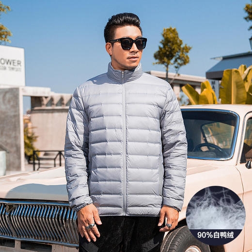 一口价【新款DK】大依优型大码立领轻薄羽绒服大号外套休闲胖子穿大码男加肥加大胖子上衣 商品图3
