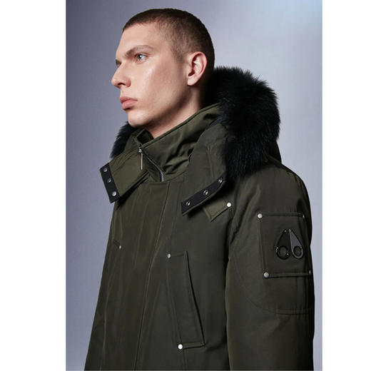 MOOSE KNUCKLES 男士金属驼鹿指关节徽标绗缝连帽羽绒服 军绿色 M31MP221 179 商品图2