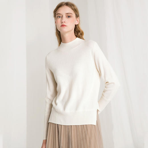 Famecoco范可儿半高领针织衫女冬长袖气质毛衣F218DC006 商品图2