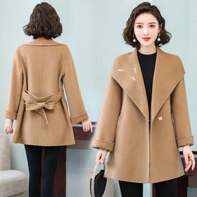 TC  231A65双面羊毛大衣减龄小个子大翻领羊毛呢外套