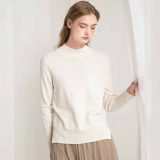 Famecoco范可儿半高领针织衫女冬长袖气质毛衣F218DC006 商品图3
