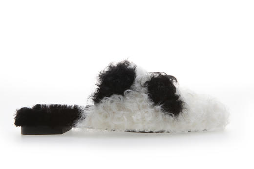 【张静初同款】sheme国宝小白4号熊猫家族系列进口羊胎卷毛拖鞋 商品图0