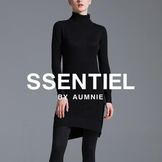 高领修身开衩针织裙 / Turtleneck Knit Dress w Slits 商品图0