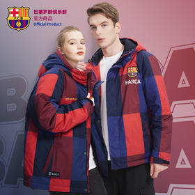 巴塞罗那俱乐部商品丨巴萨秋冬新款红蓝格羽绒服80白鸭绒加厚外套