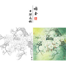 【有步骤、大彩图】李晓明工笔画白描底稿斗方小品《梨花小品》初学者高清打印稿 KB28
