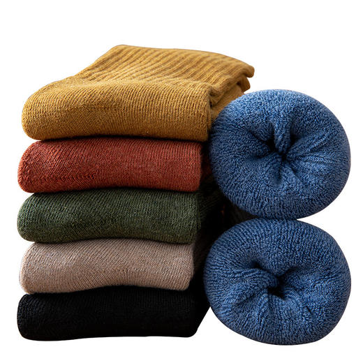 【5双装 毛圈加厚 持久锁温】袜子女秋冬季中筒袜加绒加厚保暖纯色女袜长筒高橡筋毛圈袜堆堆袜 商品图4