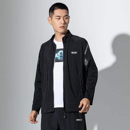 【线下同款】赛琪跑步系列针织弹力跑到线条印花单层透气风衣男款 210073 商品图2