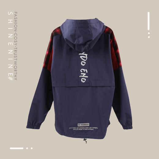 E19F41MWJ081拼色字母印花帽衫梭织夹克 商品图1