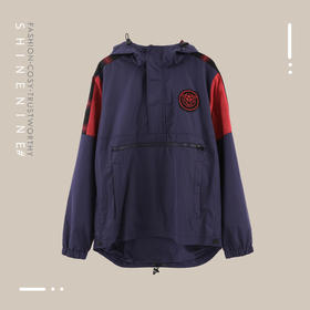 E19F41MWJ081拼色字母印花帽衫梭织夹克