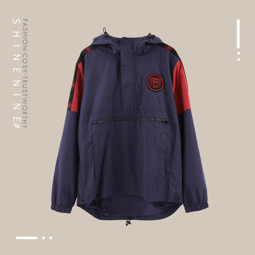 E19F41MWJ081拼色字母印花帽衫梭织夹克 商品图0